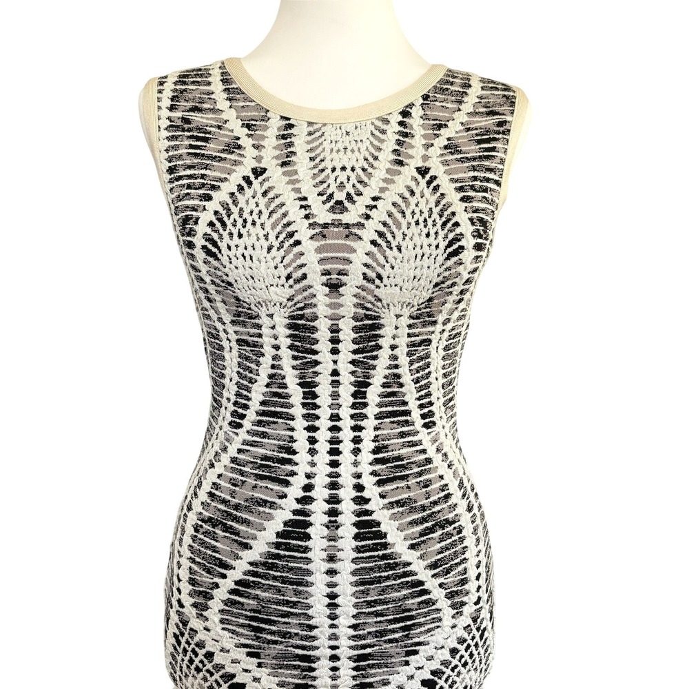 Euro VTG Alt-y2k Deadstock Knit Bodycon Mini Dress Sleeveless Industrial Matrix